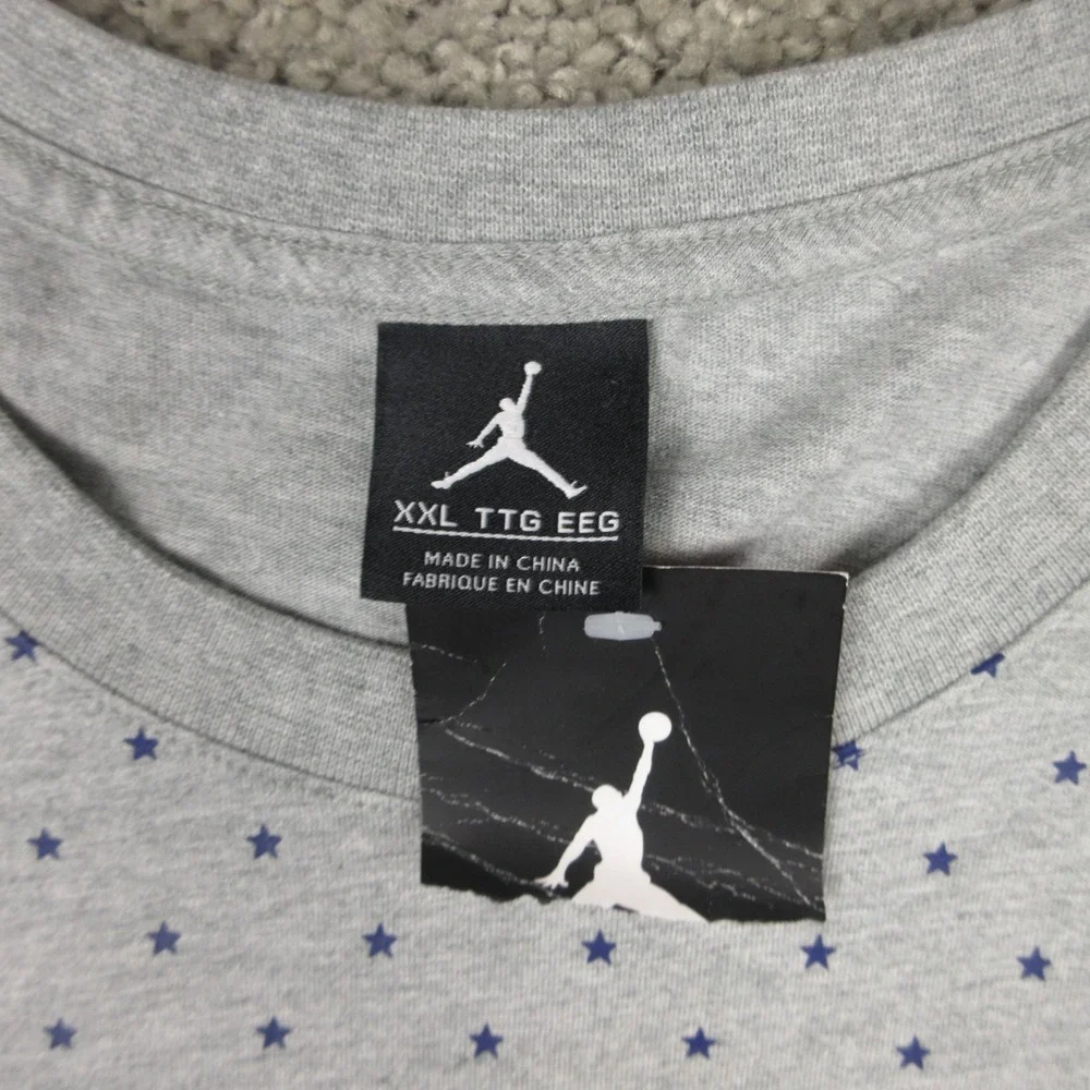 Air Jordan Shirt Mens 2XL Gray Blue Striped Long Sleeve Basketball Casual Tee
